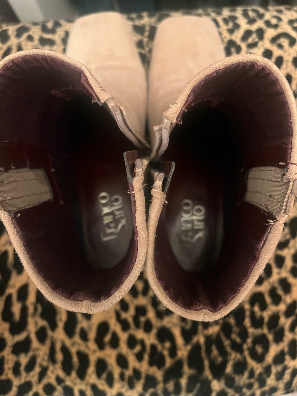 Franco Sarto Cream Suede Square-Toe Ankle Boots — image 4 of 6